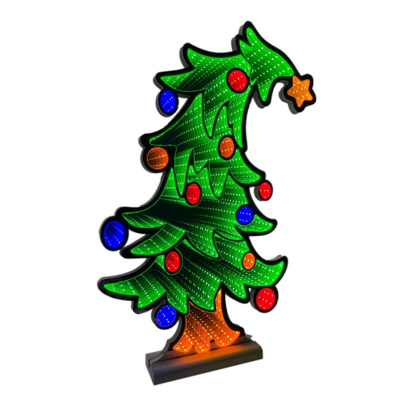 Infinity Standing Bended Tree 60cm with glowing LED mirror light and curved festive design