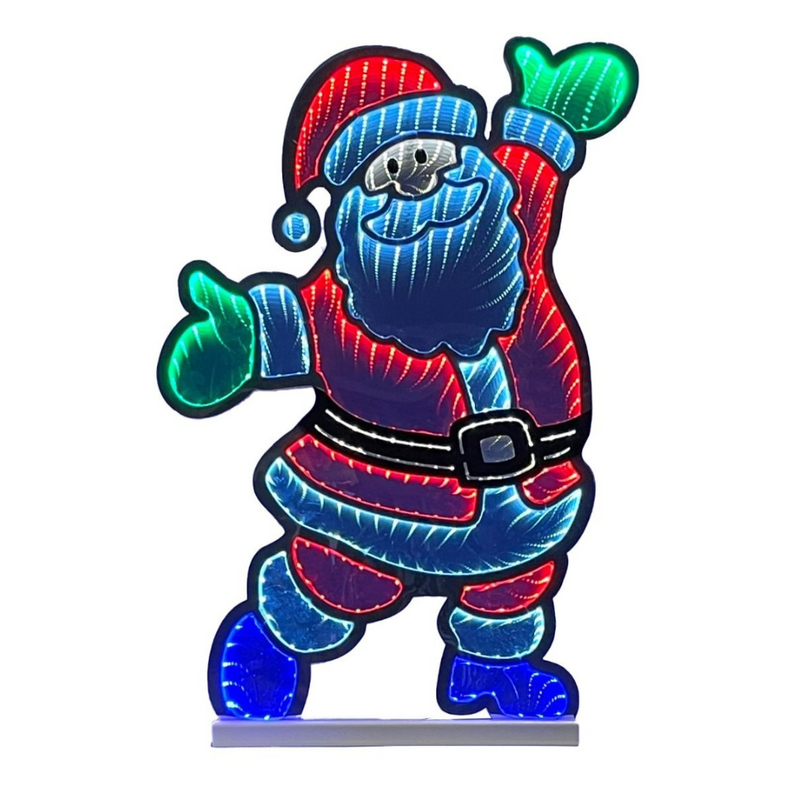 60cm Standing Santa Claus with infinity mirror LED lights for Christmas display