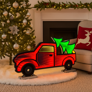 60cm Infinity Light Red Christmas Truck with LED lights, carrying tree and presents