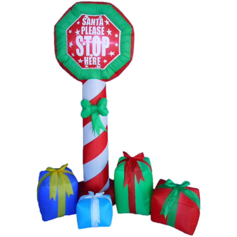 Ronis Inflatable Santa Stop Here Sign with LED 180cm