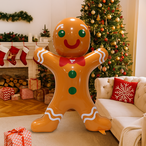 Inflatable Gingerbread Man 100cm – Festive Christmas decoration for indoor and outdoor holiday displays