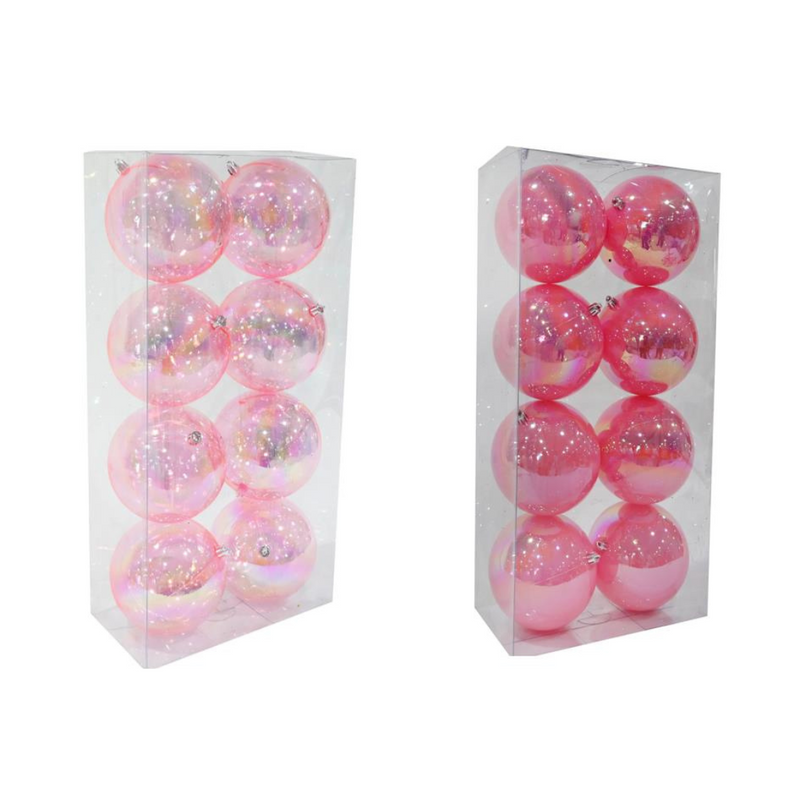 Ronis Iridescent Bauble 12cm 8pk Pink Assorted