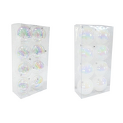 Ronis Iridescent Bauble 12cm 8pk White Assorted – thumbnail