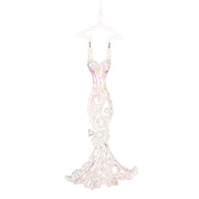 Iridescent clear acrylic gown-shaped Christmas tree ornament, 15x8cm