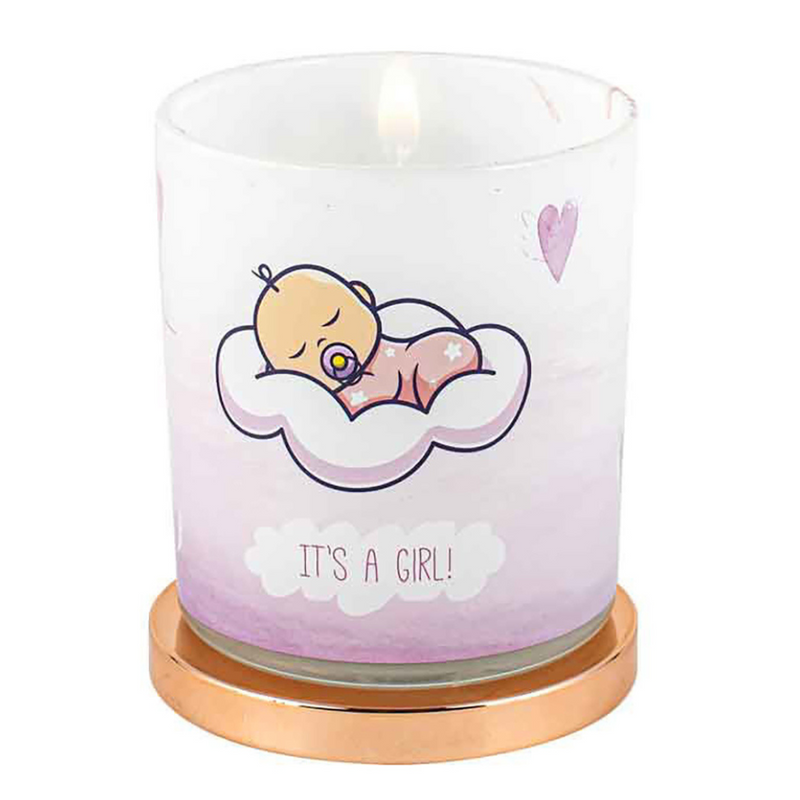 Ronis Its A Girl Candle Vanilla 45hr Burn Time 9x8cm