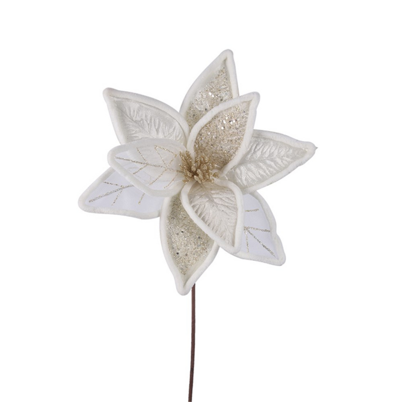 Ronis Ivory Poinsettia 30cm With Clip 2 Asstd X350034