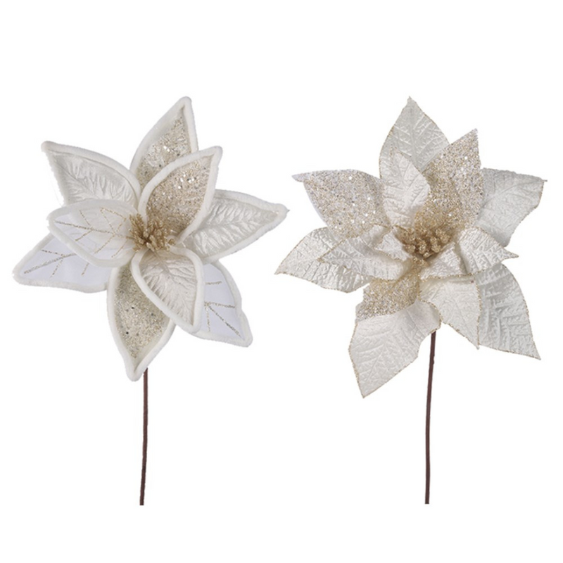 Ronis Ivory Poinsettia 30cm With Clip 2 Asstd X350034