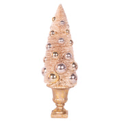 Ivory sisal Christmas tree with baubles in a pot, 40cm tall tabletop decoration