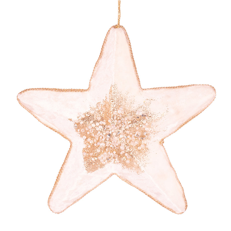 Ivory velour star Christmas tree decoration 20x20x5cm with soft plush texture