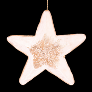 Ivory velour star Christmas tree decoration 20x20x5cm with soft plush texture