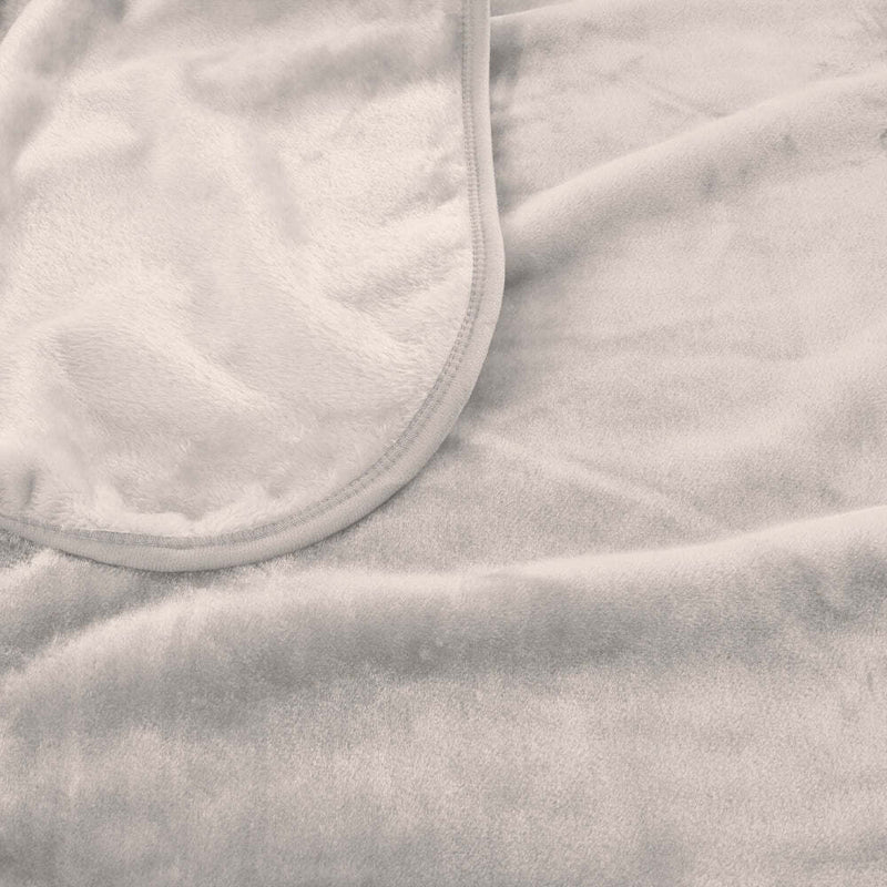 Solid Faux Mink Blanket Grey Beige 220x240cm 600gsm