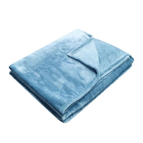 Solid Flannel Blanket Blue 200X220cm
