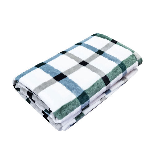 Checkered Flannel Blanket Green/Blue 200X220cm
