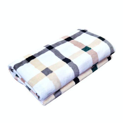 Checkered Flannel Blanket Beige/Natural 200X220cm