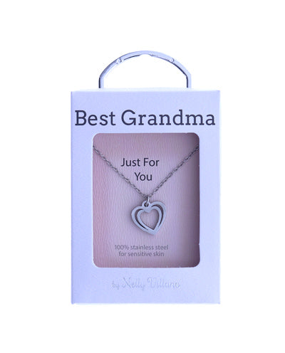 Dainty pendant necklace with Best Grandma message card