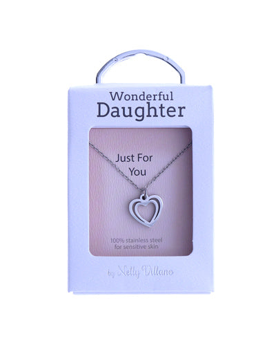Pendant necklace on Daughter sentiment card, gift-ready