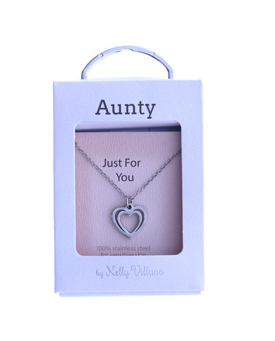 Delicate pendant necklace gift with Aunty sentiment card