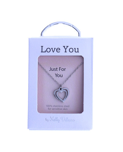 Minimalist pendant necklace with Love You message card