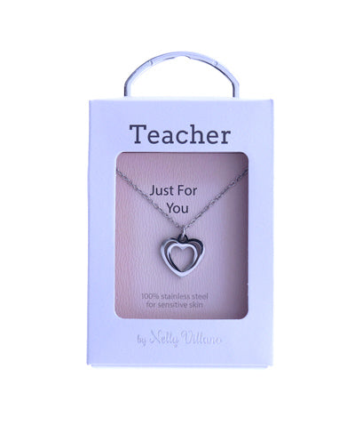 Teacher appreciation pendant necklace with polished shine