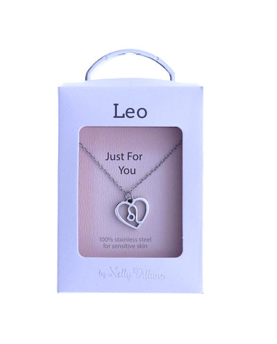 Leo zodiac pendant necklace with polished symbol