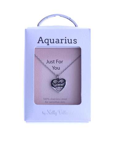 Aquarius zodiac symbol pendant necklace