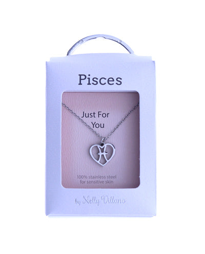 Pisces zodiac pendant necklace with adjustable chain
