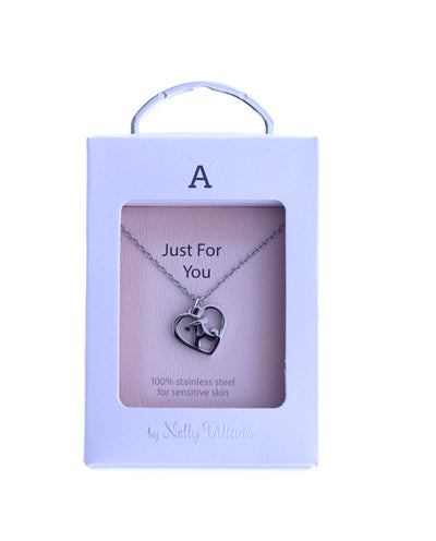 Letter A initial pendant necklace with polished finish