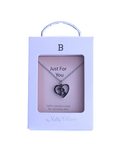 Letter B initial pendant necklace with adjustable chain