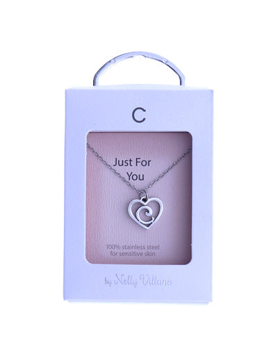 Letter C initial pendant necklace, dainty and polished