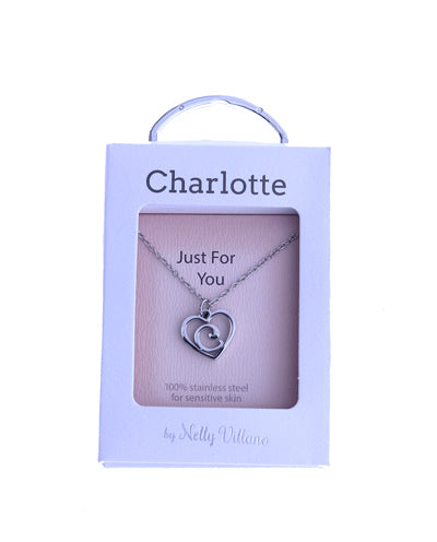 Charlotte name pendant necklace with adjustable chain