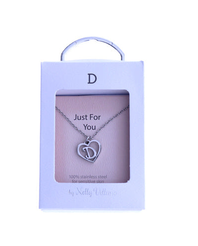 Letter D initial pendant necklace with adjustable chain