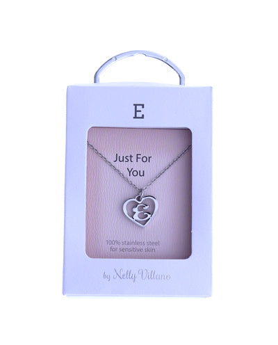 Letter E initial pendant necklace, polished and dainty