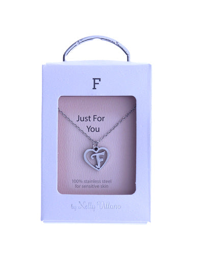 Letter F initial pendant necklace with adjustable chain
