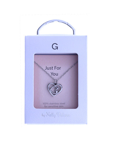 Letter G initial pendant necklace, minimalist and polished