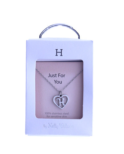 Letter H initial pendant necklace with adjustable chain