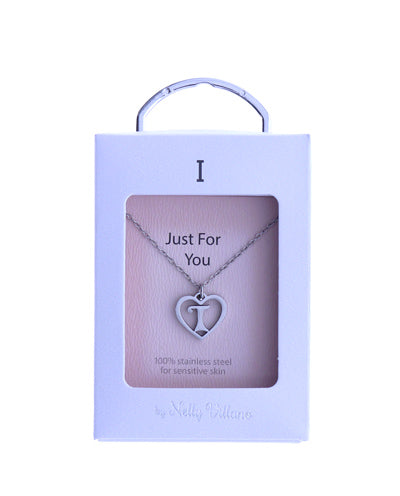 Letter I initial pendant necklace, dainty and polished
