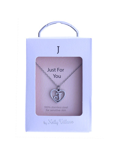 Letter J initial pendant necklace with adjustable chain