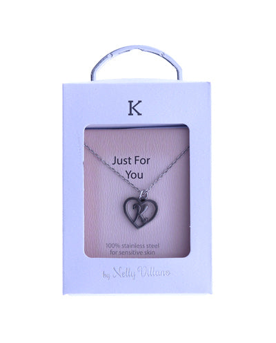 Letter K pendant necklace with polished finish