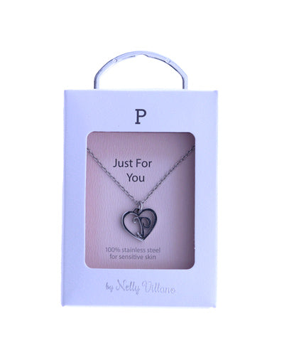 Letter P initial pendant necklace with adjustable chain