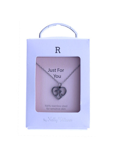 Letter R pendant necklace with minimalist finish