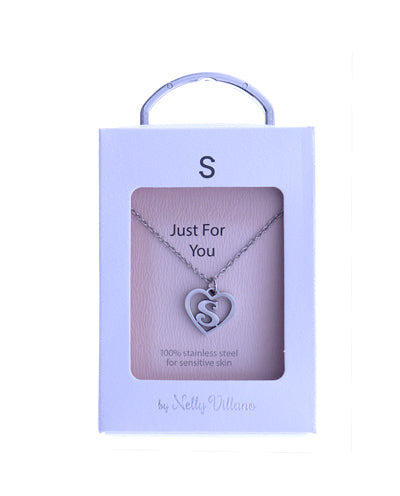 Letter S initial pendant necklace, dainty and polished