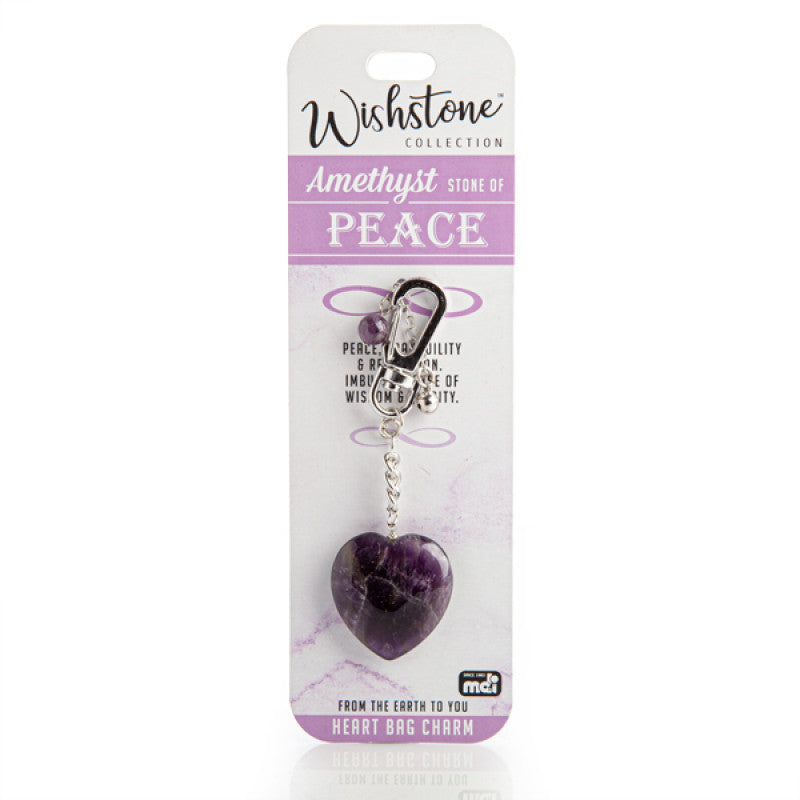 Purple amethyst heart keychain for bag