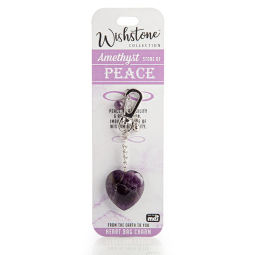 Purple amethyst heart keychain for bag
