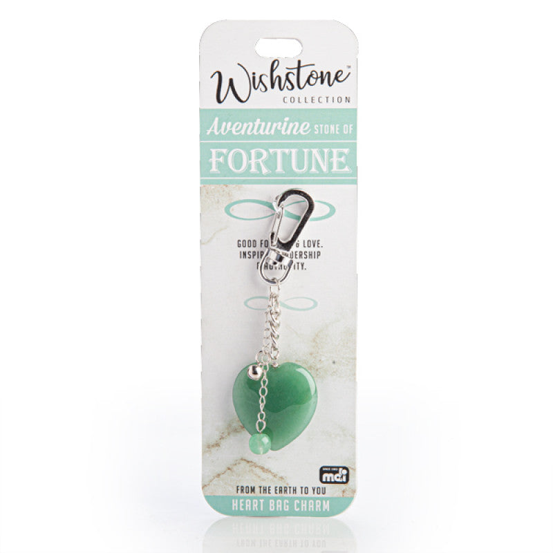 Green aventurine heart keychain for bag