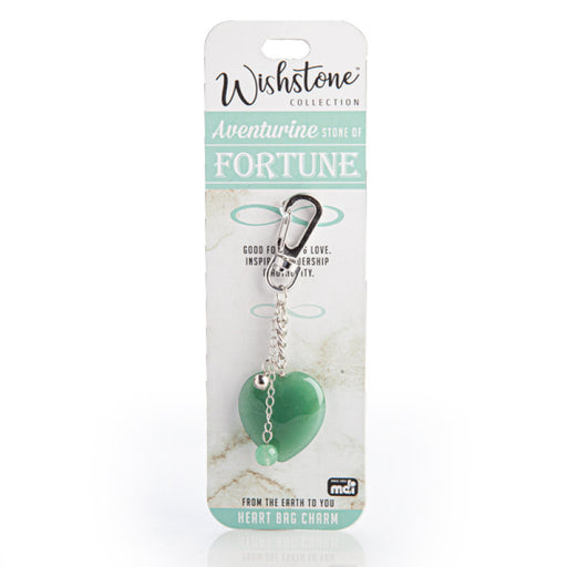 Green aventurine heart keychain for bag