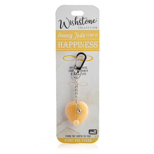 Yellow honey jade heart keychain for bag