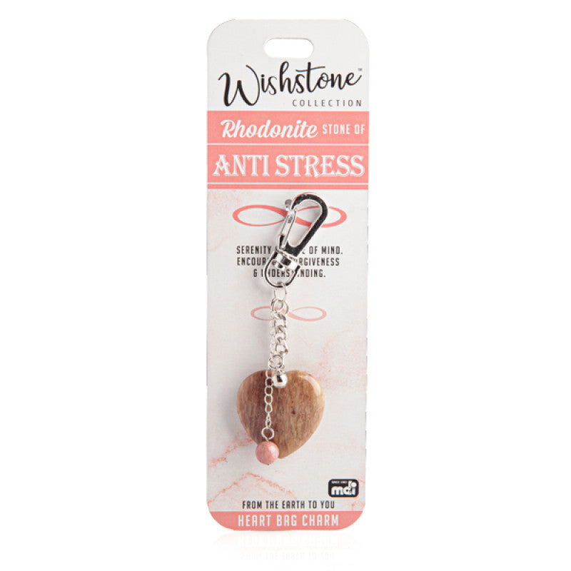 Rhodonite heart keychain for bag