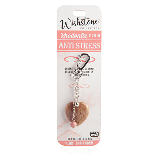 Rhodonite heart keychain for bag