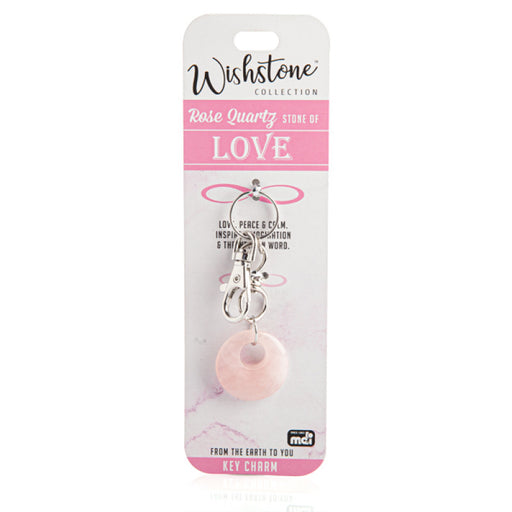 Pink rose quartz crystal keychain