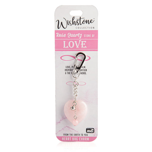 Pink rose quartz heart keychain for bag